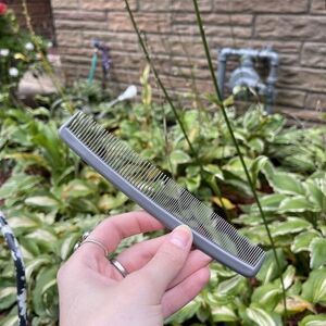 Vintage Grey‎ Silver Plastic Hair Comb Made in USA Wide Purse Pocket Unbreakable